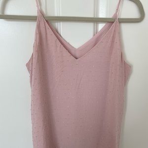 Express Light Pink Textured Polka Dot Tank Top